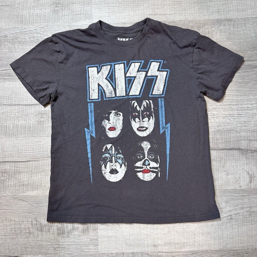 KISS Band T-Shirt Womens Medium Gray Tee 2020 Vintage Style Reprint Music Modern